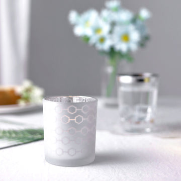 Elegant Frosted Mercury Glass Candle Holders - Add a Touch of Glamour to Any Event