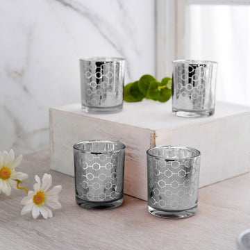 Versatile and Stylish Silver Mercury Glass Candle Holders