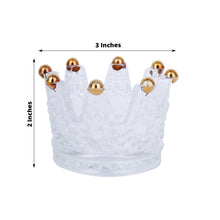 6 Pack Clear Crystal Glass Crown Tea Light Votive Candle Holders With Gold Beaded Tips