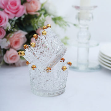 Enhance Your Décor with Clear Crystal Glass Crown Tea Light Votive Candle Holders