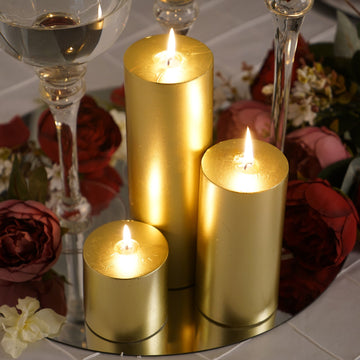 Create an Exquisite Atmosphere with the Metallic Gold Dripless Unscented Pillar Candle