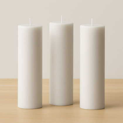 6-Pack Unscented Pillar Candles – Dripless 3"x12" White Paraffin Wax with Smokeless Cotton Wicks, Clean & Long-Lasting 120-Hour Burn