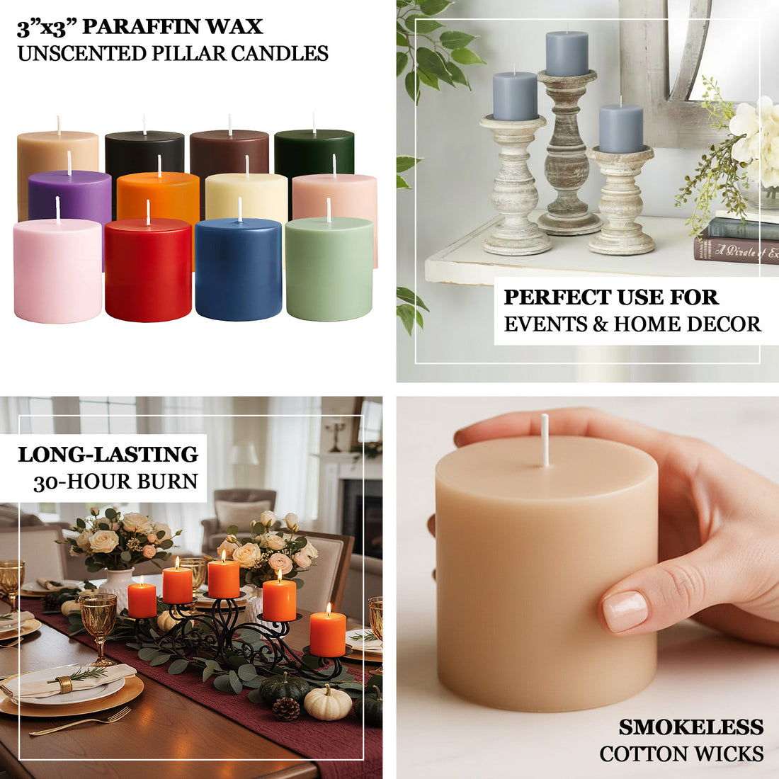 3x3 Raspberry Led Candles 6pk Unscented Pillar Candles 3x3 Black | eFavormart