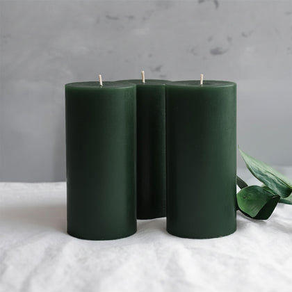 6-Pack Unscented Pillar Candles – Dripless 3"x6" Hunter Emerald Green Paraffin Wax with Smokeless Cotton Wicks, Clean & Long-Lasting 60-Hour Burn