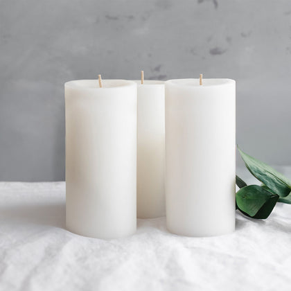6-Pack Unscented Pillar Candles – Dripless 3"x6" White Paraffin Wax with Smokeless Cotton Wicks, Clean & Long-Lasting 60-Hour Burn