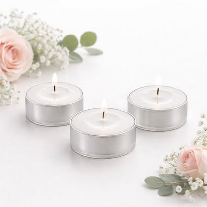 125 Pack Unscented White Tealight Candles – 5 Hour Clean Burning, Smokeless Cotton Wick in Metal Cups