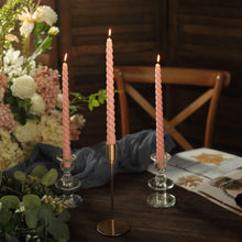 12 Pack | 11inch Blush Rose Gold Premium Spiral Long Burn Wick Taper Candles