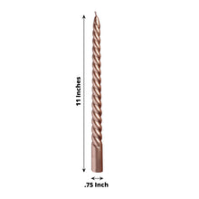 12 Pack 11inch Matte Blush Rose Gold Premium Spiral Long Burn Wick Taper Candles, Tall Unscented Wax Dinner Candle Sticks