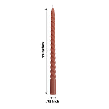12 Pack | 11inch Dusty Rose Premium Spiral Long Burn Wick Taper Candles
