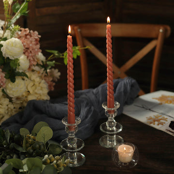 Add a Touch of Elegance with Dusty Rose Unscented Dinner Candle Sticks