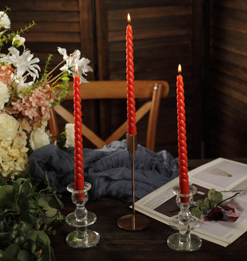 Elevate Your Event Decor with Terracotta (Rust) Premium Spiral Long Burn Wick Taper Candles