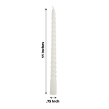 12 Pack | 11inch White Premium Spiral Long Burn Wick Taper Candles