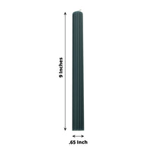 5 Pack | 9inch Hunter Emerald Green Premium Unscented Ribbed Wick Taper Candles