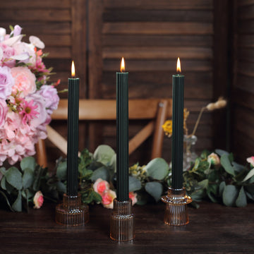 Transform Your Space with Hunter Emerald Green Premium Unscented Ribbed Wick Taper Candles