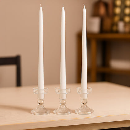 10-Pack Taper Candles 12" Premium Wax Design White - Unscented Candles for Stylish Settings