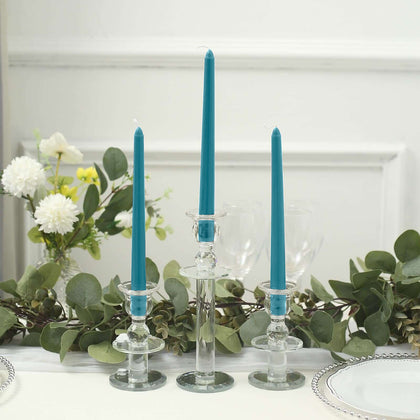10-Pack Taper Candles 10" Premium Wax Design Blue - Unscented Candles