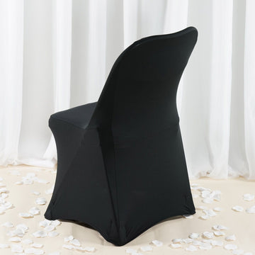 Black Premium Spandex Stretch Fitted Folding Chair Cover
