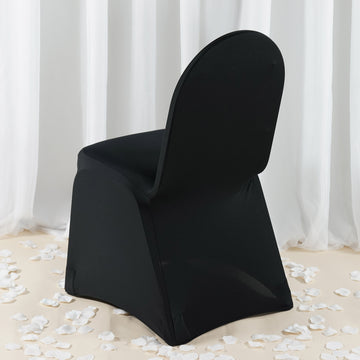 Black Premium Spandex Stretch Fitted Banquet Chair Cover - Elevate Your Event Presentation