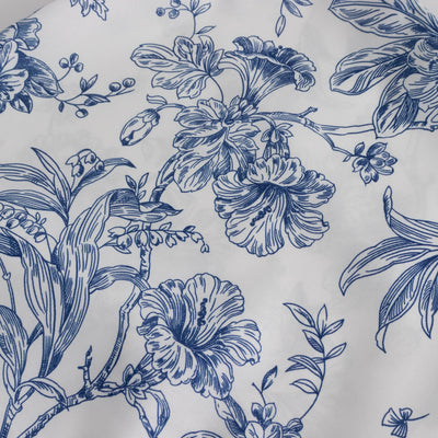 Blue floral patterned fabric on a white background. #whtbkgd
