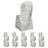 Set of eight floral patterned chair covers on a white background.