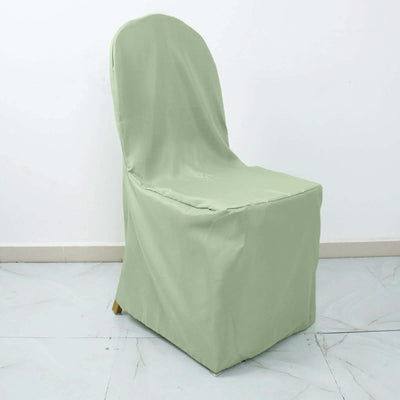 Green chair cover on a plain chair against a white background