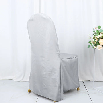 Elevate Your Event with Silver Polyester Banquet Chair Covers