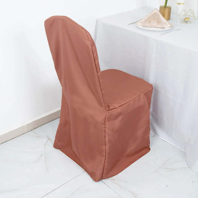 Brown chair cover on a dining chair in a minimal setting.