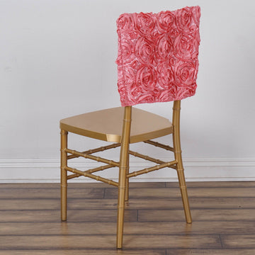 Rose Quartz Satin Rosette Chiavari Chair Back Cover Caps for Unforgettable Events