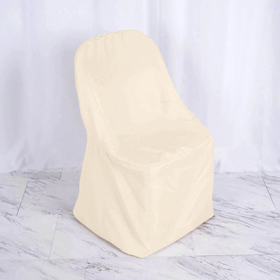 Beige chair cover on a plain background.