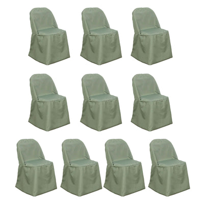 Set of 10 green chair covers for dining chairs, featuring a simple design.