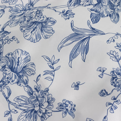 Blue floral pattern on white fabric. #whtbkgd