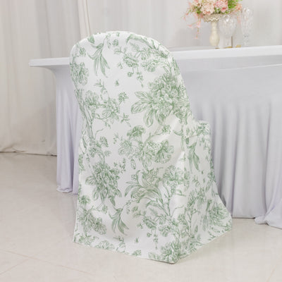Floral-patterned chair cover displayed on a white backdrop.