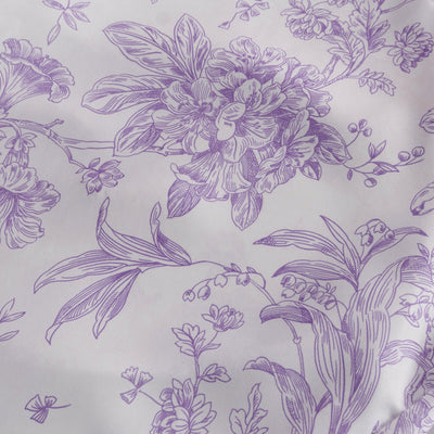 Purple floral pattern fabric design on a light background. #whtbkgd
