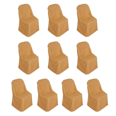 Set of 10 tan chair covers for events or home use