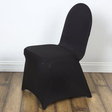 Upgrade Your Event Decor with Black Madrid Spandex Fitted Banquet Chair Cover