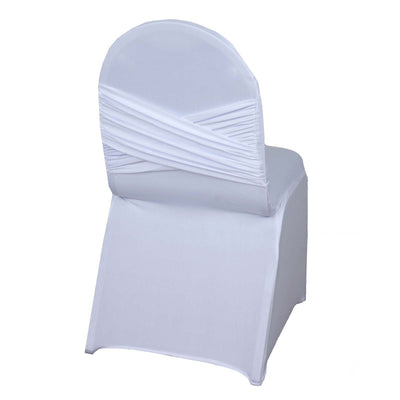 White chair cover with elegant draping detail