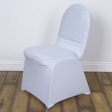 Elegant White Madrid Spandex Fitted Banquet Chair Cover