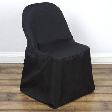 Upgrade Your Event Decor with the Black Polyester Folding Chair Cover