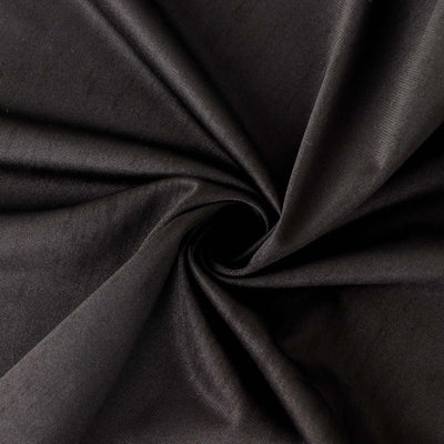 Black fabric with a smooth texture, showcasing elegant draping.