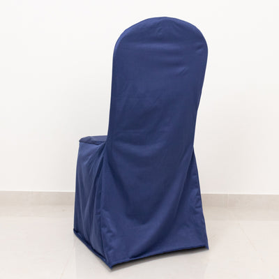 Navy blue chair cover on a plain background