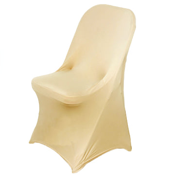 Durable and Elegant Champagne Spandex Stretch Fitted Folding Chair Cover
