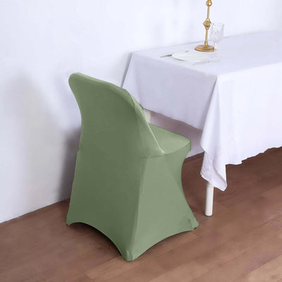 Green chair cover on a dining chair beside a table