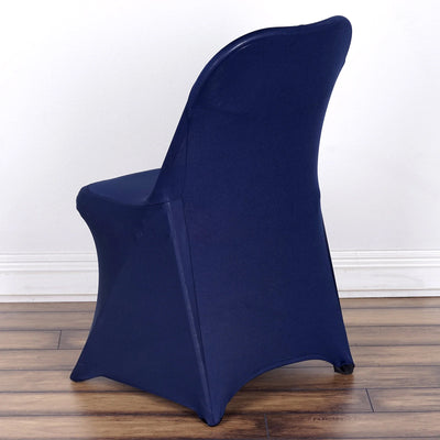 Navy blue chair cover fit for events or home décor.
