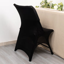 Black Premium Spandex Folding Chair Cover With 3-Way Open Arch, Fitted Stretched