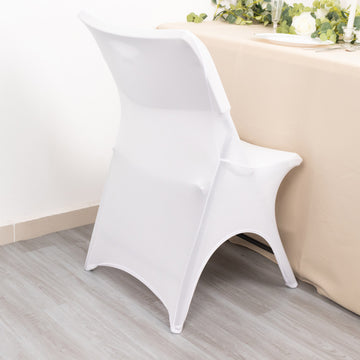 Enhance Your Event with the White Premium Spandex Folding Chair Cover