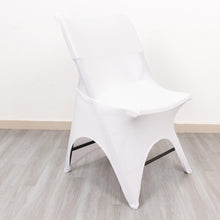 White Premium Spandex Folding Chair Cover With 3-Way Open Arch, Fitted Stretched