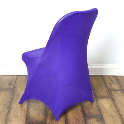Purple chair with a modern design, viewed from the back.