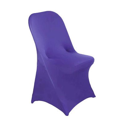Purple chair cover, sleek design for event decor or home use.