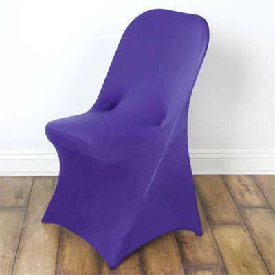 Purple stretch chair cover for events and parties.