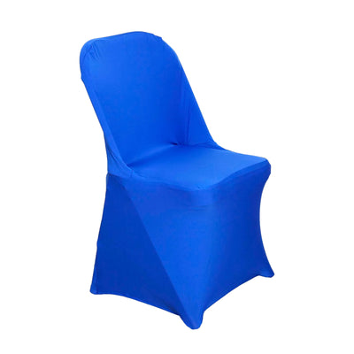 Blue stretch chair cover on a plain background